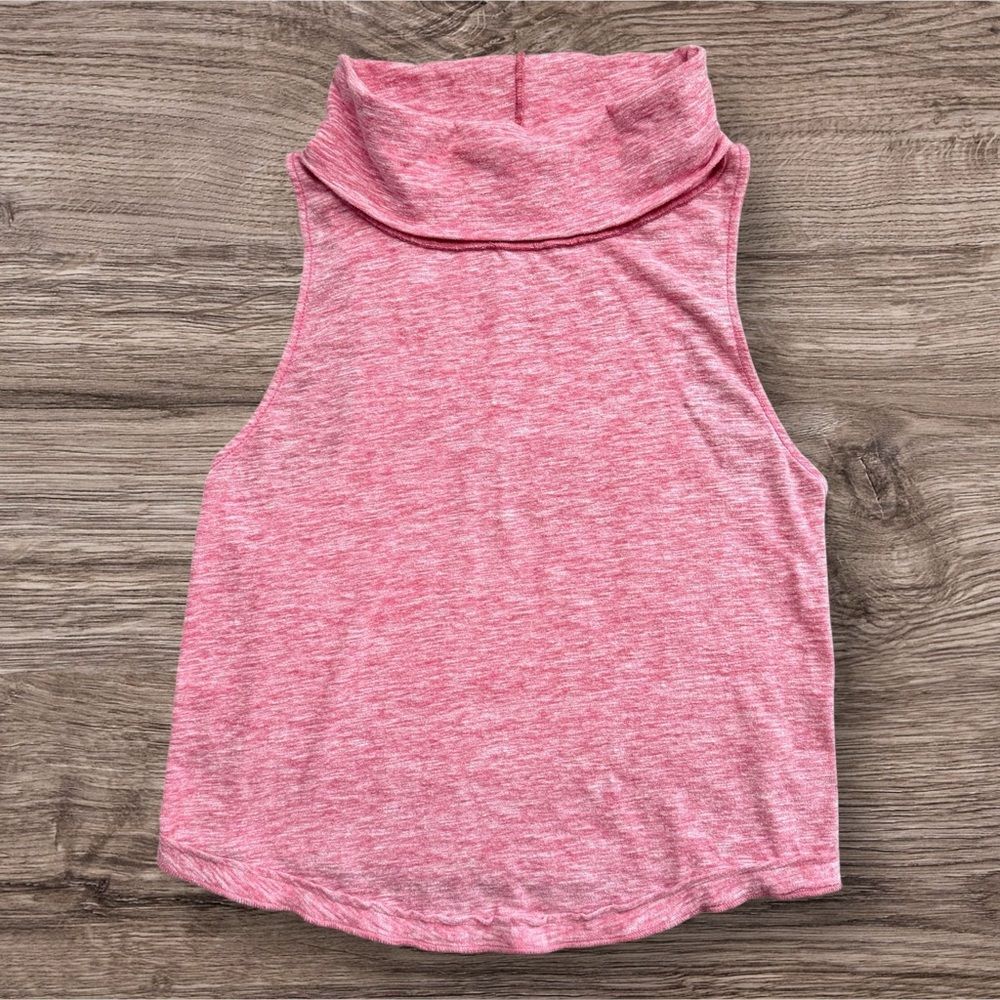 Free People We The Free Heathered Pink Mock Neck Tank